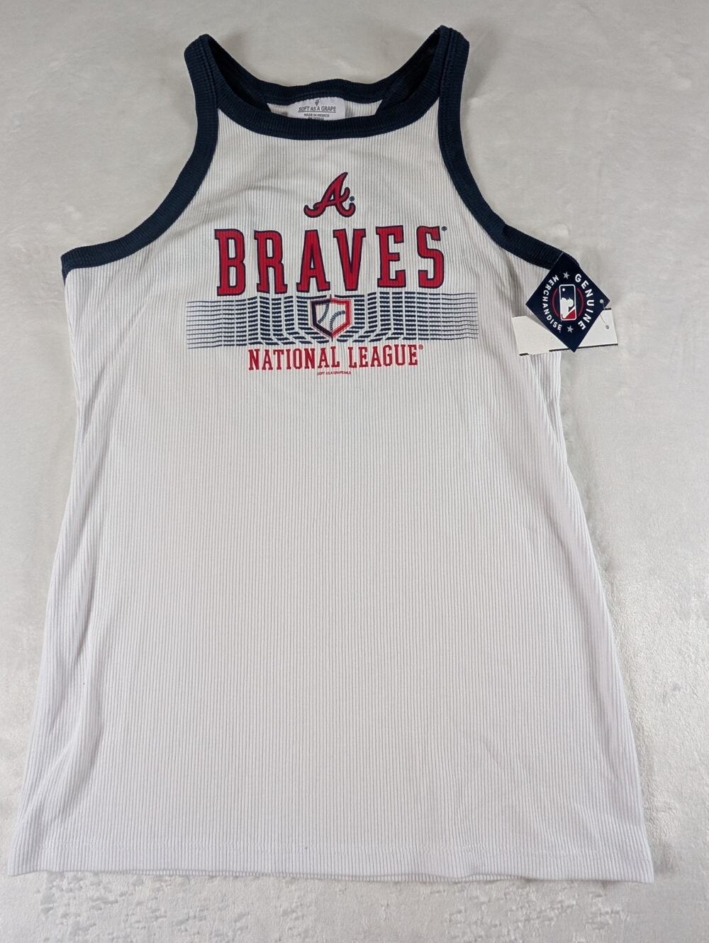 Soft As A Grape Atlanta Braves Baseball Womens Size Large Racerback Tank Top NWT